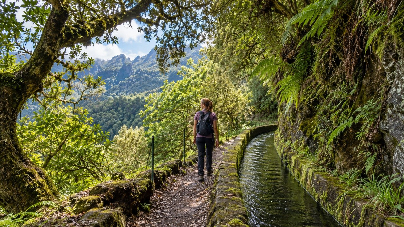 Easy levada path through Madeira forest